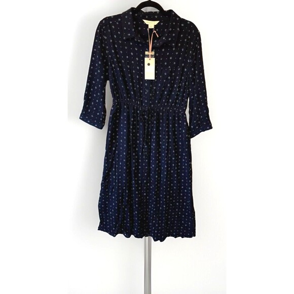Mauvette Dress Medium Navy‎ Long Sleeve Pockets Elastic Waist NWT NEW - Picture 1 of 15